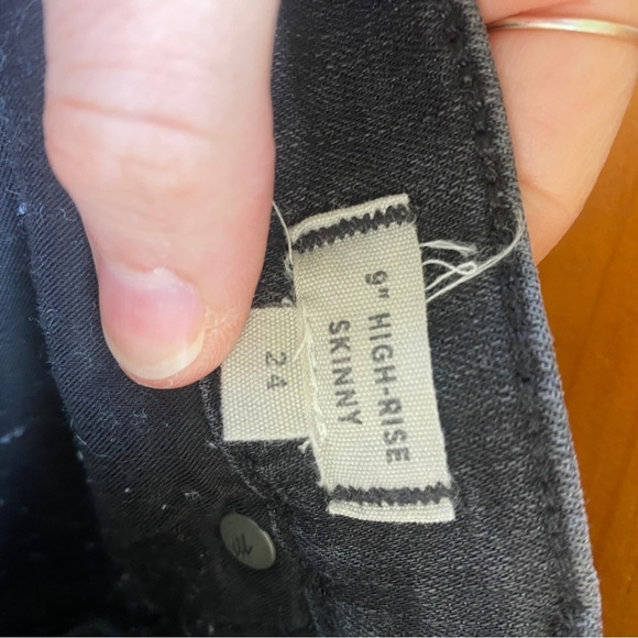 Madewell 9” High Riser Skinny  Exposed Button Fly Black Raw Hem Stretch Jean - Picture 11 of 16